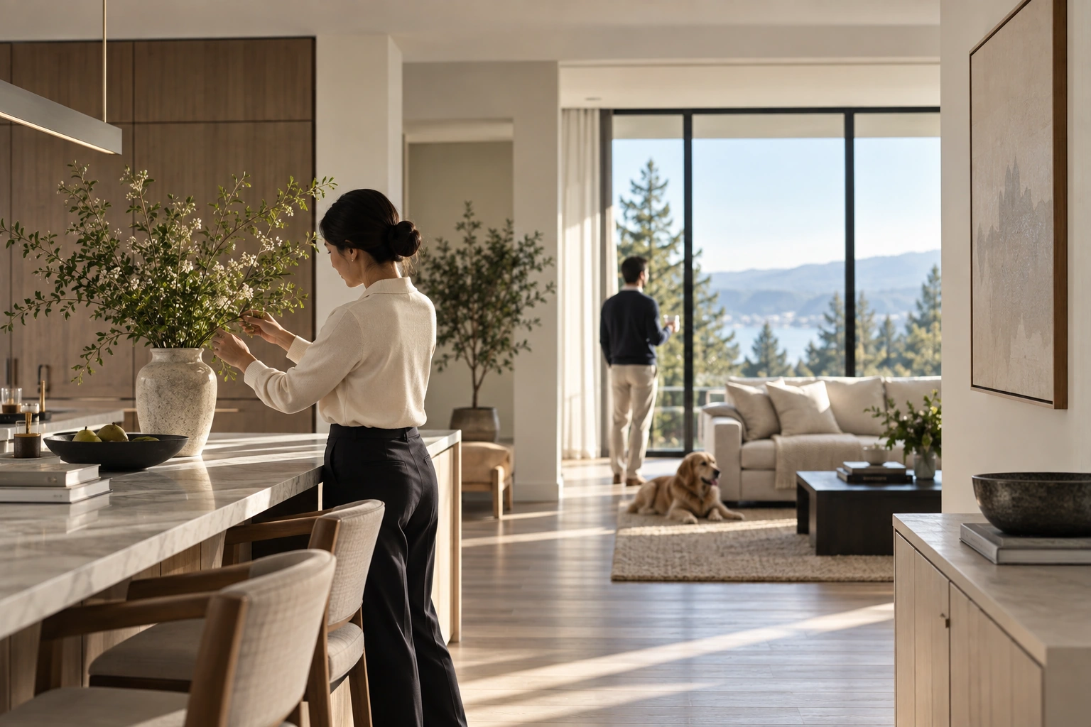 A family together in a private home.