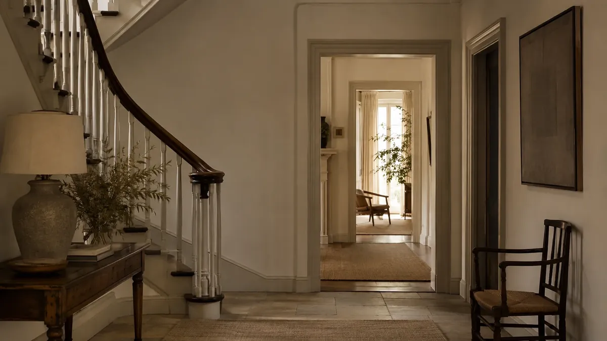 Quiet private-residence interior arranged for conversation